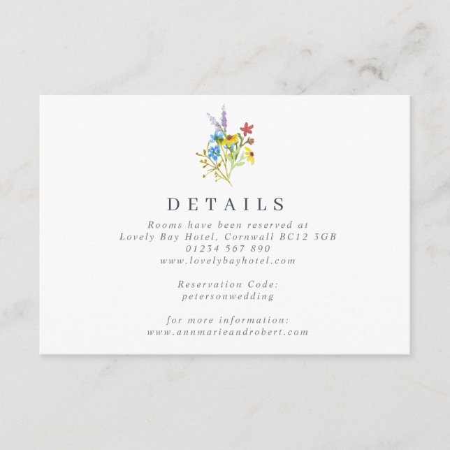 Kortet Vibrant Rustic Wildwers Bröllop Tilläggskort (Framsida)