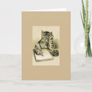 Kortet vintage Writer Cat Note Kort