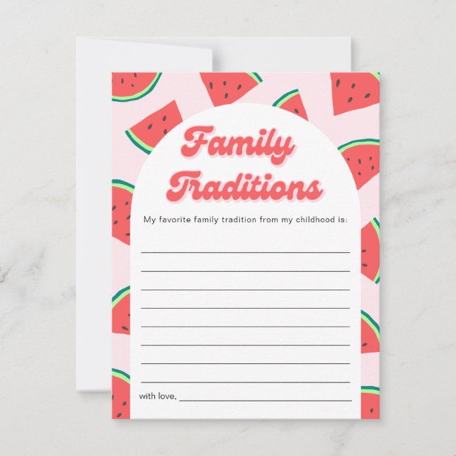 Kortet Watermelon Baby Shower Family Traditions -  Inbjudningar (Framsida)