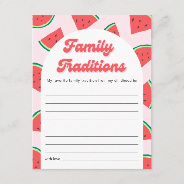 Kortet Watermelon Baby Shower Family Traditions -  Inbjudningar (Framsida)