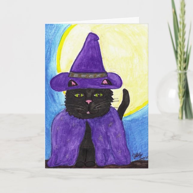 Kortet Witchy Black Cat-hälsning Kort (Framsida)
