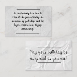 Kortets inmatning - årsdag/födelsedag-Önskemål Visitkort