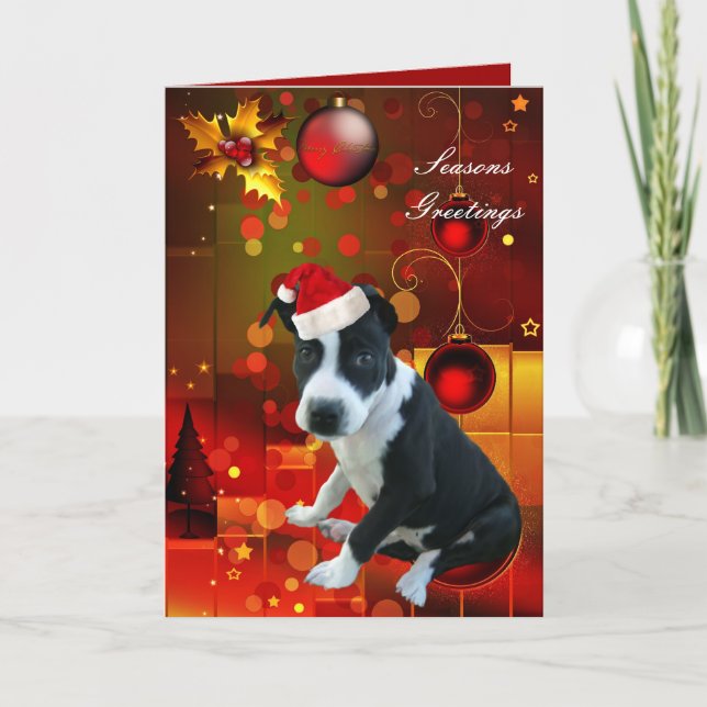 Kortets Pitbull Puppy-Hund Helgkort (Framsida)