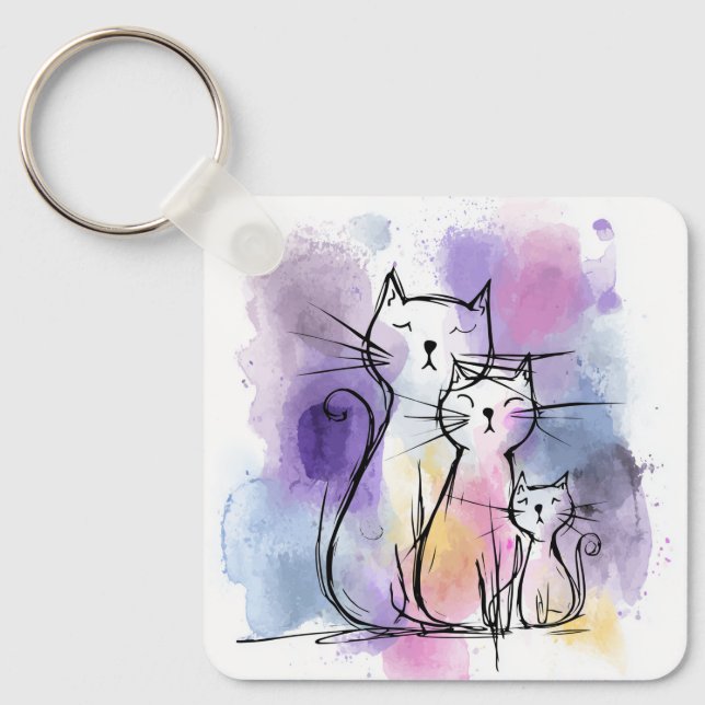 Kortfamiljens Aluminium Square Keychain Gift Nyckelring (Framsida)