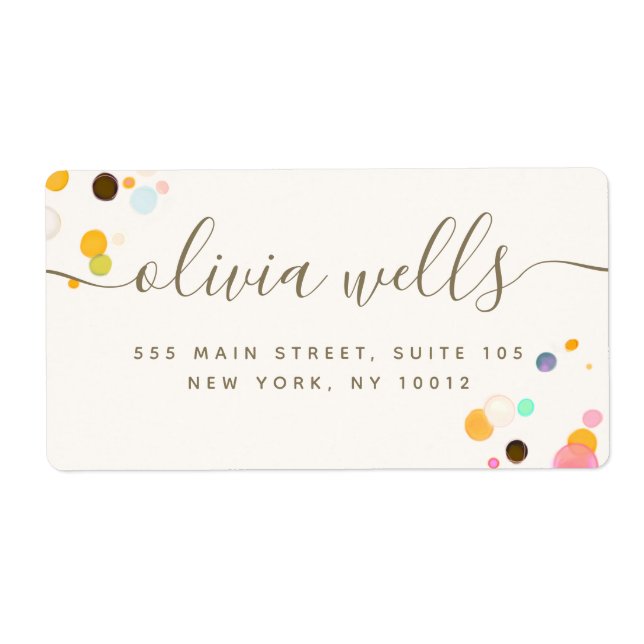 Kortfärgad konfetti Namnteckning skriptlabb Fraktsedel (Framsidan)