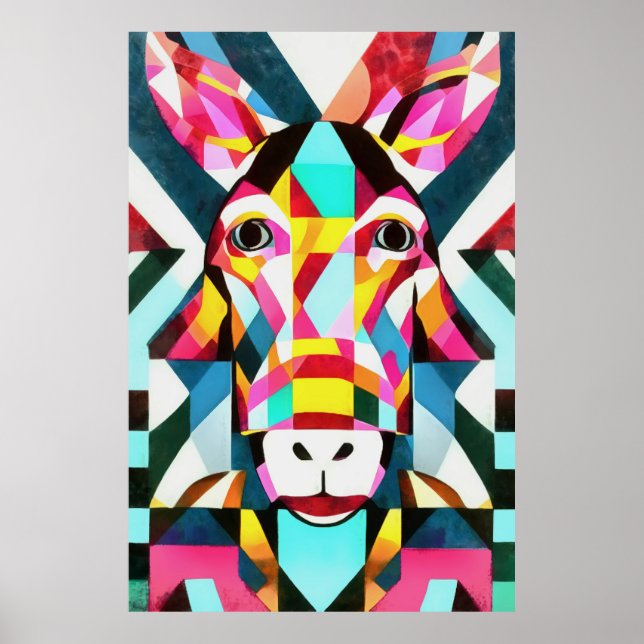 Kortfärgad Roligt Geometric Abstrakt Art Poster (Framsidan)
