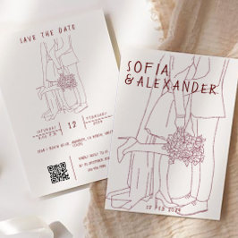 Kortfattad illustration med QR-koden OSA Bröllop Inbjudningar