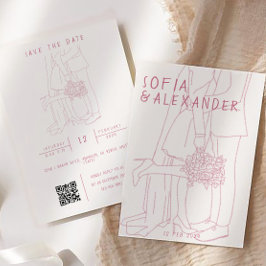 Kortfattad illustration med QR-koden OSA Bröllop Inbjudningar
