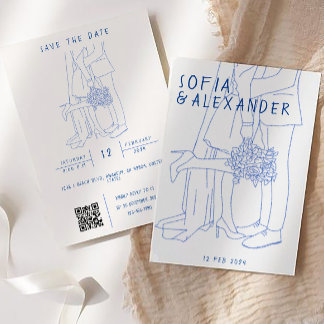 Kortfattad illustration med QR-koden OSA Bröllop Inbjudningar