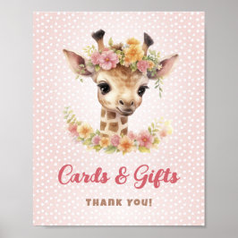Kortgåvor Bord Giraffe Safari Flicka Shower Poster