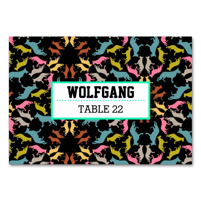 Korthållare för hundtema bordsnummer (Framsidan)