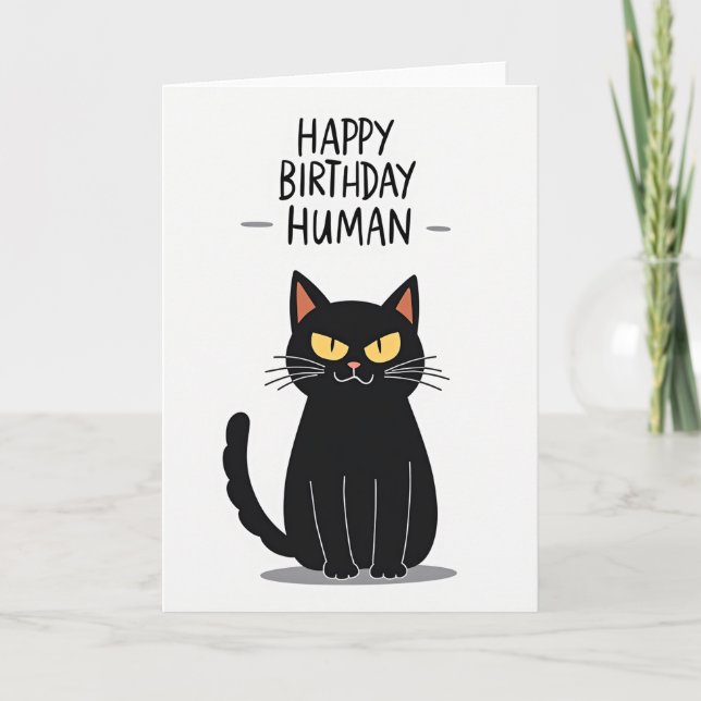 Korthugget födelsedagskort för katt kort (Framsida)