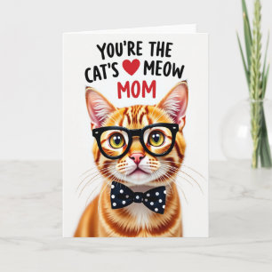 Korthund för mors dag med röd katt kort