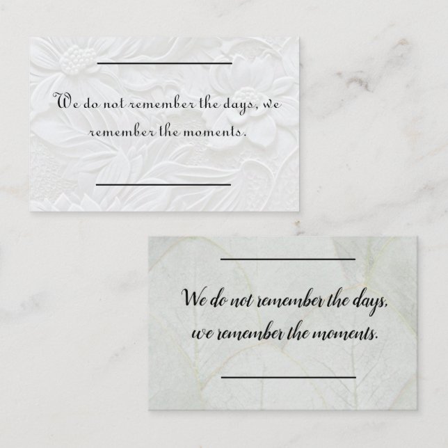 Kortinfogning - sympati - kondoleans 3 visitkort (Fram/baksida)