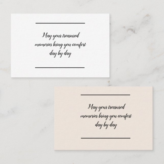 Kortinfogning - sympati - kondoleans visitkort (Fram/baksida)