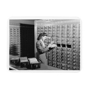 Kortkatalogens Vintage för kvinna och Bibliotek Magnet