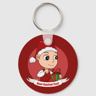 Kortkedjan Cute jul tecknad baby Nyckelring