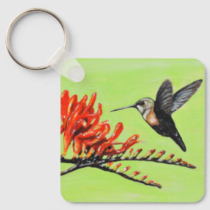 Kortkedjan Hummingbird och Crocosmia Painting Keyc Nyckelring