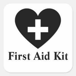 Kortklistermärke för första hjälpen för personlig fyrkantigt klistermärke