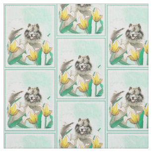 Kortkommando i tulips målning Cute Original Hund Tyg