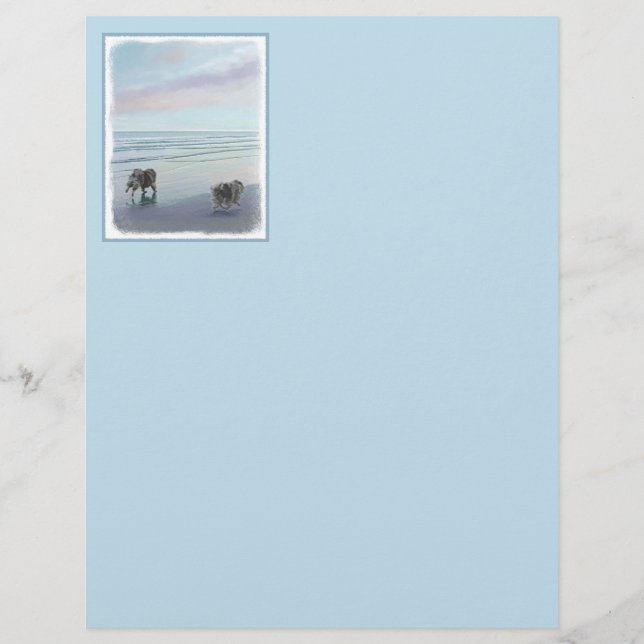 Kortkommandon vid Hund Seashore Painting Art (Framsida)