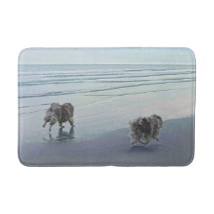 Kortkommandon vid Hund Seashore Painting Art Badrumsmatta