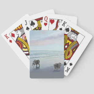 Kortkommandon vid Hund Seashore Painting Art Casinokort