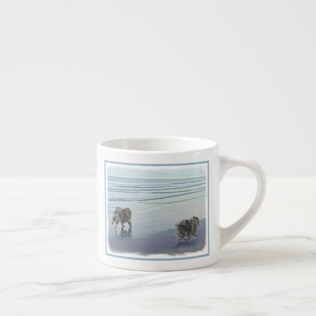 Kortkommandon vid Hund Seashore Painting Art Espressomugg (Höger)