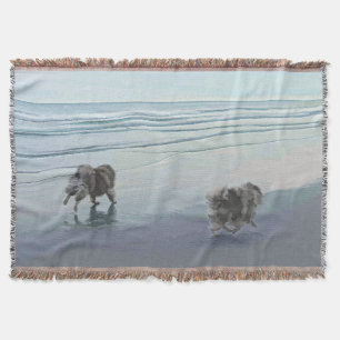 Kortkommandon vid Hund Seashore Painting Art Filt