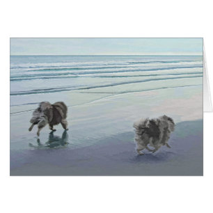 Kortkommandon vid Hund Seashore Painting Art Hälsningskort