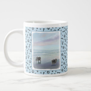 Kortkommandon vid Hund Seashore Painting Art Jumbo Mugg