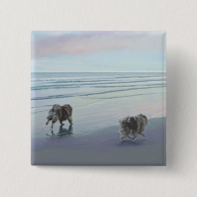 Kortkommandon vid Hund Seashore Painting Art Knapp (Framsida)