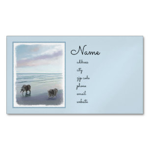 Kortkommandon vid Hund Seashore Painting Art Magnetiska Visitkort