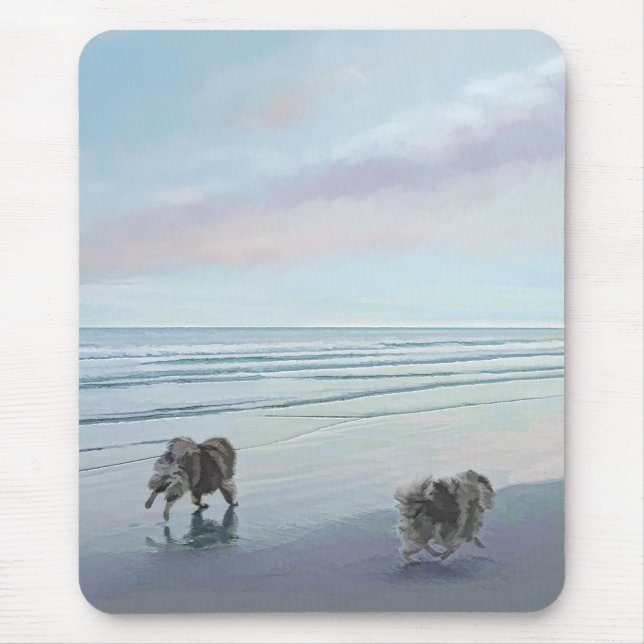 Kortkommandon vid Hund Seashore Painting Art Musmatta (Framsidan)