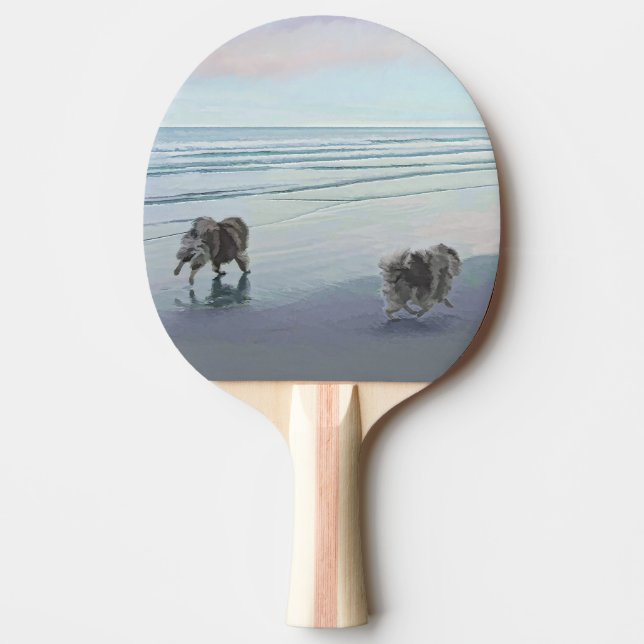 Kortkommandon vid Hund Seashore Painting Art Pingisracket (Framsidan)