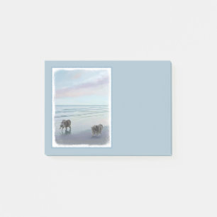 Kortkommandon vid Hund Seashore Painting Art Post-it Block