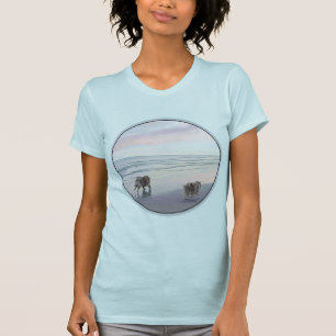 Kortkommandon vid Hund Seashore Painting Art T Shirt