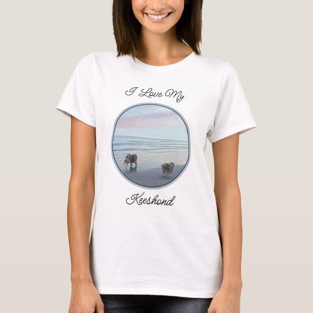 Kortkommandon vid Hund Seashore Painting Art T Shirt (Framsida)