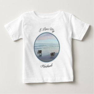 Kortkommandon vid Hund Seashore Painting Art T Shirt