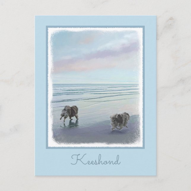 Kortkommandon vid Hund Seashore Painting Art Vykort (Framsida)