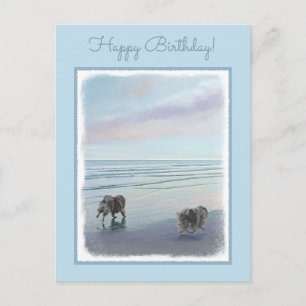 Kortkommandon vid Hund Seashore Painting Art Vykort