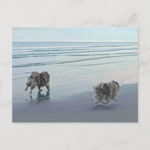 Kortkommandon vid Hund Seashore Painting Art Vykort