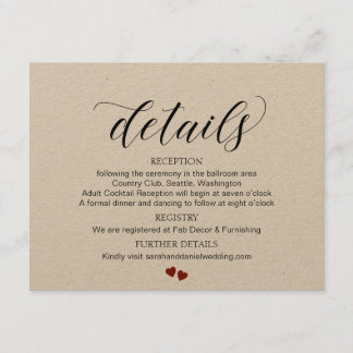 Kortkraft för typografi-Bröllop-detaljer Tilläggskort