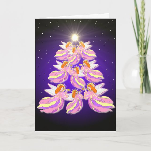 Kortmall för Angel Träd Helgdag Helgkort (Framsida)