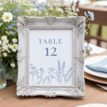 Kortnummer för Periwinkle Wildblomme Bord Bordsnummer<br><div class="desc">Kortnummer för jodrosblomma med bränd Orange Bord - perfekt för fallbröllop</div>