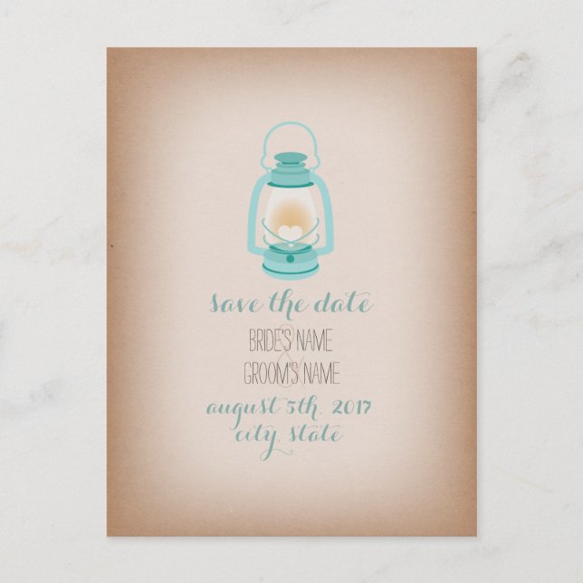 Kortpapper Inspirerad Ljusblå Campinglykta Meddelande Vykort (Framsida)