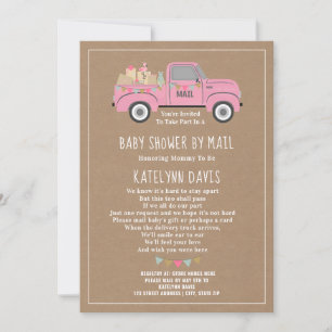 Kortpapper Inspirerad Rosa Lastbil Baby Shower Per Inbjudningar