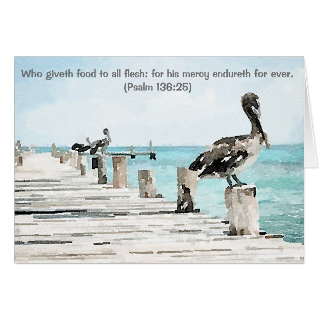 Kortpelikan på pir, Ps-136:25 Hälsningskort (Framsidan Horizontal)