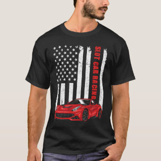Kortplats Bilens Tävla USA Amerikansk Flagga Car Ä T Shirt