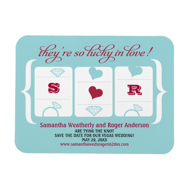 Kortplats Maskin Bröllop spara datum Magnet (Horisontell)